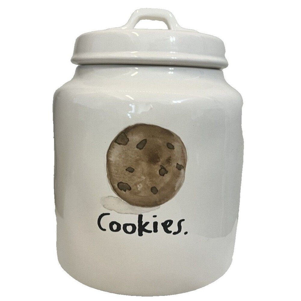 Rae Dunn BOUTIQUE COOKIES Chubby Canister Icon Sketch Ceramic Jar Early RARE